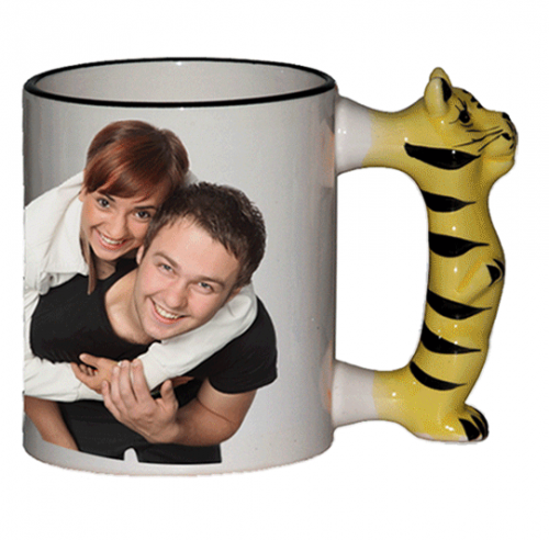 Tazza con manico tigre da personalizzare con foto