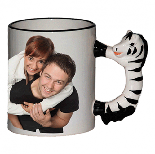 Tazza con manico zebra da personalizzare con foto